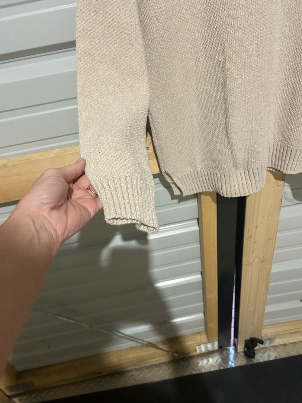 Zenana Small Beige Oversized Raglan Knit Sweater Side Slit Old Money - Picture 5 of 7